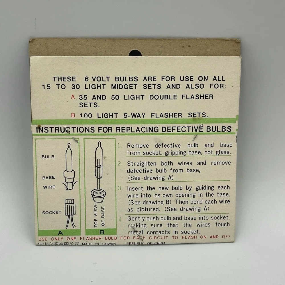 VTG NIP 6 Volt Beacon 3 Push-in Replacement Bulbs for Christmas Midget Sets 4702